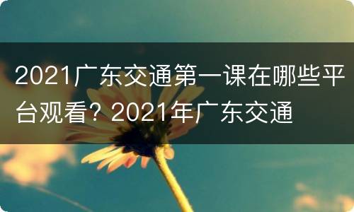 2021广东交通第一课在哪些平台观看? 2021年广东交通