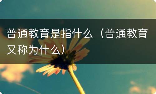 普通教育是指什么（普通教育又称为什么）