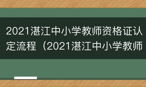 2021湛江中小学教师资格证认定流程（2021湛江中小学教师资格证认定流程表）