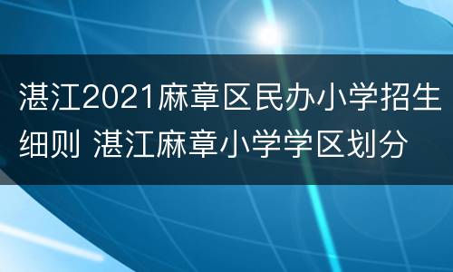 湛江2021麻章区民办小学招生细则 湛江麻章小学学区划分