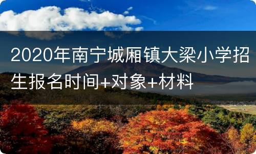 2020年南宁城厢镇大梁小学招生报名时间+对象+材料