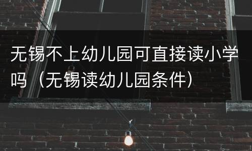 无锡不上幼儿园可直接读小学吗（无锡读幼儿园条件）