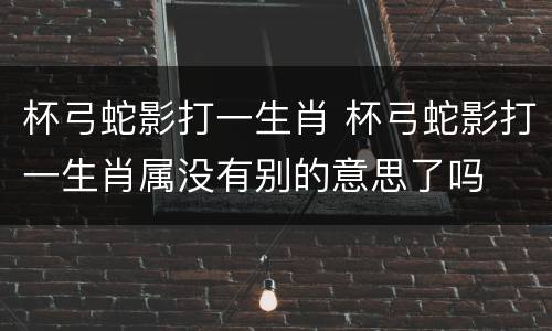 杯弓蛇影打一生肖 杯弓蛇影打一生肖属没有别的意思了吗