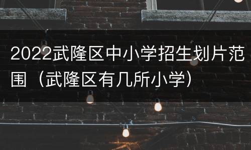 2022武隆区中小学招生划片范围（武隆区有几所小学）
