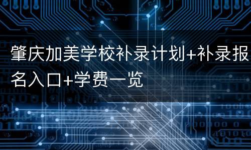 肇庆加美学校补录计划+补录报名入口+学费一览