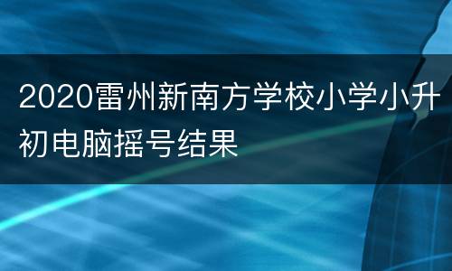 2020雷州新南方学校小学小升初电脑摇号结果