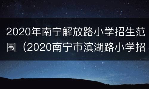 2020年南宁解放路小学招生范围（2020南宁市滨湖路小学招生条件）
