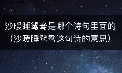 沙暖睡鸳鸯是哪个诗句里面的（沙暖睡鸳鸯这句诗的意思）