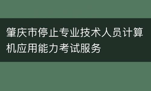 肇庆市停止专业技术人员计算机应用能力考试服务