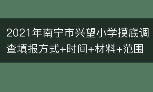 2021年南宁市兴望小学摸底调查填报方式+时间+材料+范围