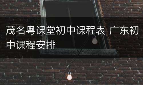 茂名粤课堂初中课程表 广东初中课程安排