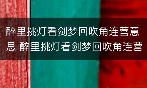 醉里挑灯看剑梦回吹角连营意思 醉里挑灯看剑梦回吹角连营意思是什么