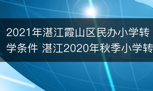 2021年湛江霞山区民办小学转学条件 湛江2020年秋季小学转学