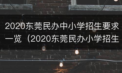 2020东莞民办中小学招生要求一览（2020东莞民办小学招生信息）