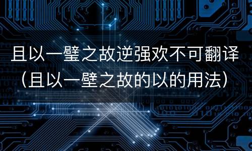 且以一璧之故逆强欢不可翻译（且以一壁之故的以的用法）