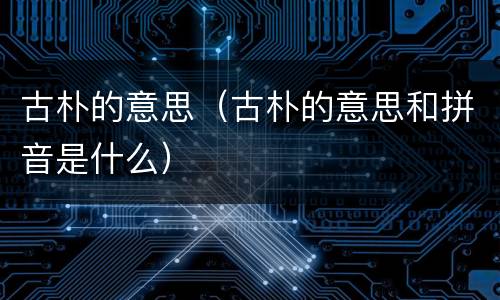 古朴的意思（古朴的意思和拼音是什么）
