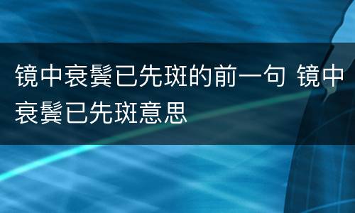 镜中衰鬓已先斑的前一句 镜中衰鬓已先斑意思