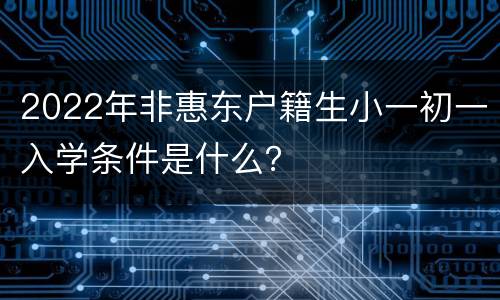 2022年非惠东户籍生小一初一入学条件是什么？