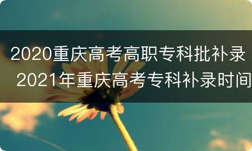2020重庆高考高职专科批补录 2021年重庆高考专科补录时间