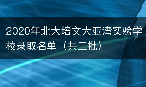 2020年北大培文大亚湾实验学校录取名单（共三批）