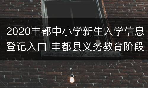 2020丰都中小学新生入学信息登记入口 丰都县义务教育阶段招生入学管理系统网络登记操作手册