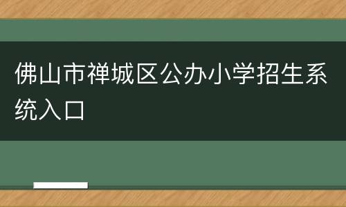 佛山市禅城区公办小学招生系统入口