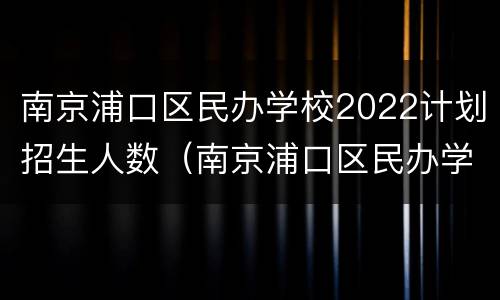 南京浦口区民办学校2022计划招生人数（南京浦口区民办学校2022计划招生人数表）