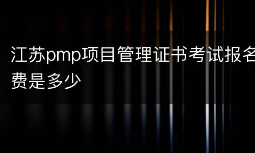 江苏pmp项目管理证书考试报名费是多少