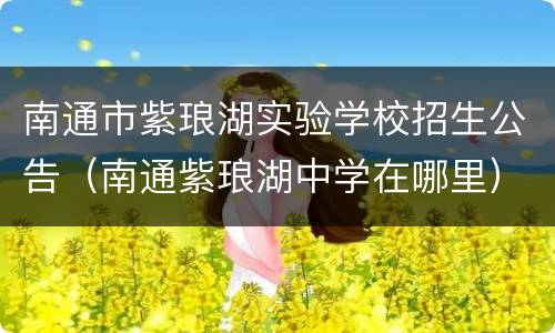 南通市紫琅湖实验学校招生公告（南通紫琅湖中学在哪里）
