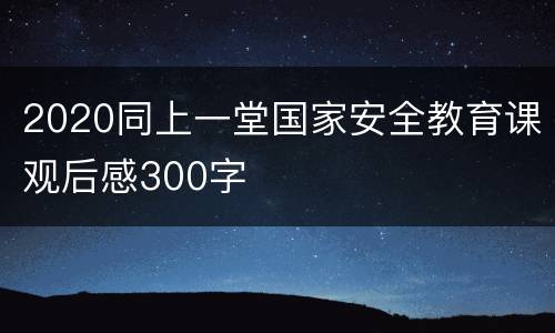 2020同上一堂国家安全教育课观后感300字