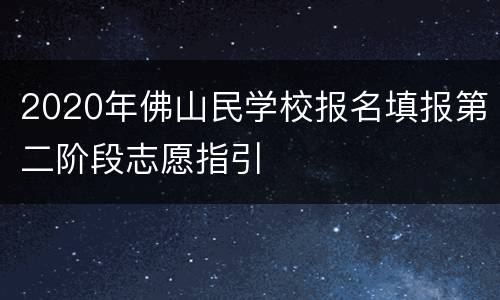 2020年佛山民学校报名填报第二阶段志愿指引