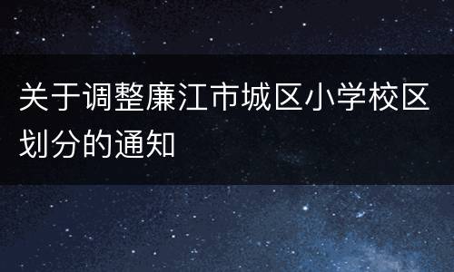 关于调整廉江市城区小学校区划分的通知