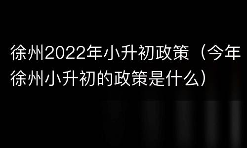 徐州2022年小升初政策（今年徐州小升初的政策是什么）