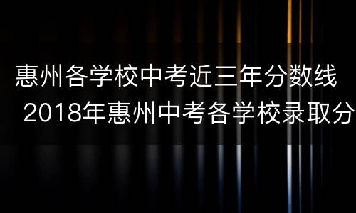 惠州各学校中考近三年分数线 2018年惠州中考各学校录取分数线