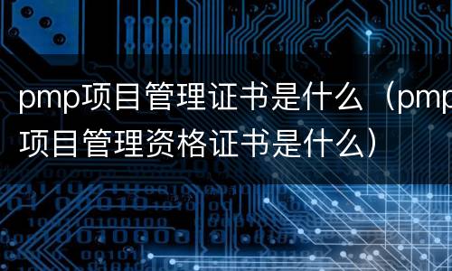 pmp项目管理证书是什么（pmp项目管理资格证书是什么）