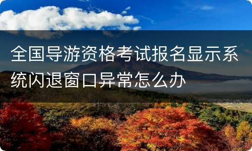 全国导游资格考试报名显示系统闪退窗口异常怎么办