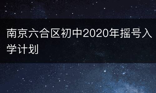 南京六合区初中2020年摇号入学计划
