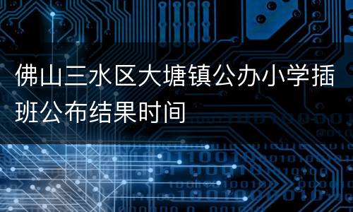 佛山三水区大塘镇公办小学插班公布结果时间