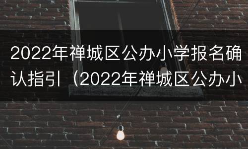 2022年禅城区公办小学报名确认指引（2022年禅城区公办小学报名确认指引图片）