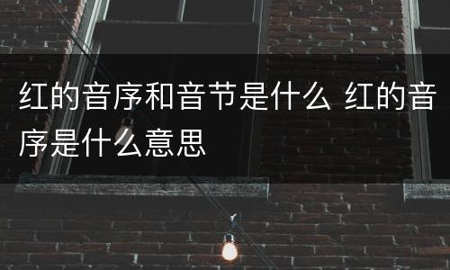 红的音序和音节是什么 红的音序是什么意思