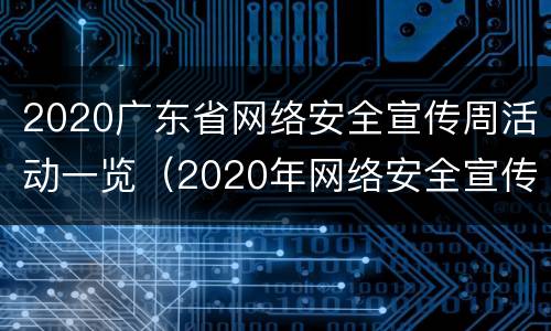 2020广东省网络安全宣传周活动一览（2020年网络安全宣传周活动）