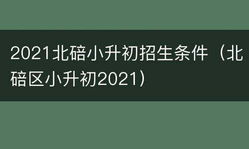 2021北碚小升初招生条件（北碚区小升初2021）