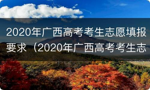 2020年广西高考考生志愿填报要求（2020年广西高考考生志愿填报要求及标准）