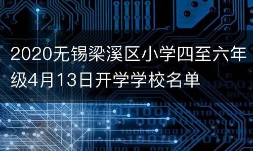 2020无锡梁溪区小学四至六年级4月13日开学学校名单