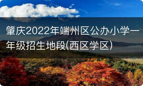 肇庆2022年端州区公办小学一年级招生地段(西区学区）