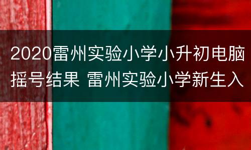 2020雷州实验小学小升初电脑摇号结果 雷州实验小学新生入学要求