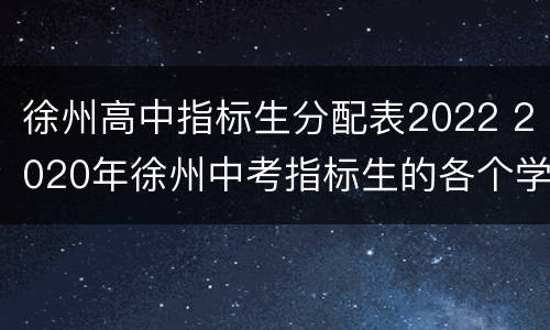 徐州高中指标生分配表2022 2020年徐州中考指标生的各个学校名额