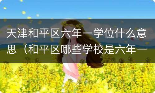 天津和平区六年一学位什么意思（和平区哪些学校是六年一学位）