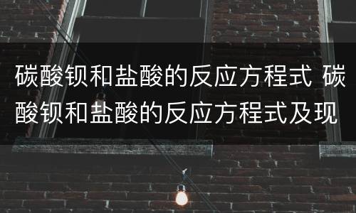 碳酸钡和盐酸的反应方程式 碳酸钡和盐酸的反应方程式及现象