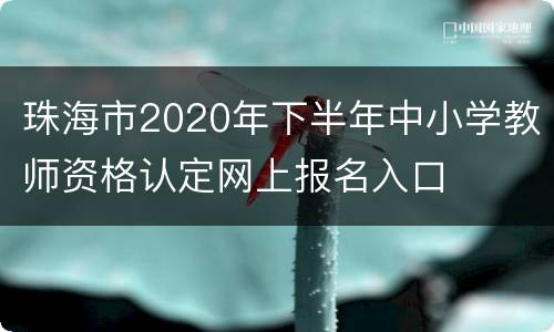 珠海市2020年下半年中小学教师资格认定网上报名入口